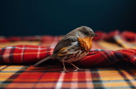 Plaid Perch Bird on Tartan - HD Desktop Wallpaper wallpapers hd quality