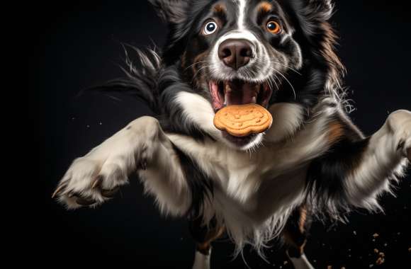 Playful Border Collie Catching Treat