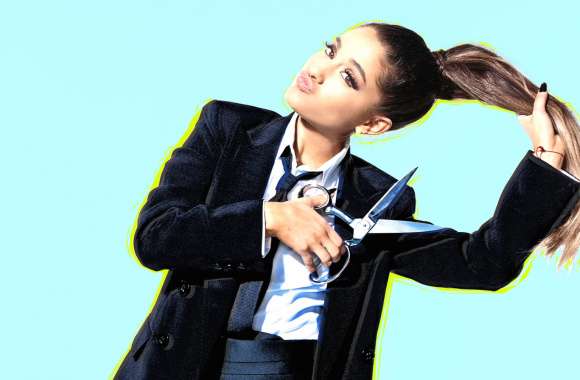 Ponytail Brown Eyes Suit Brunette American Singer Celebrity Ariana Grande
