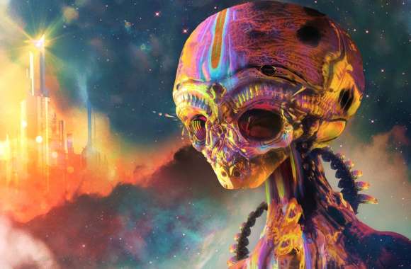 Psychedelic Alien Skeleton