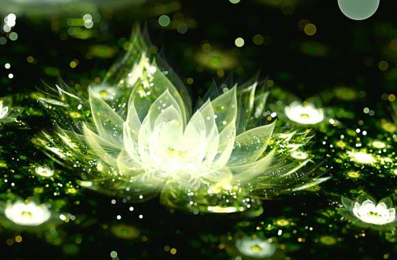 Psychedelic Green Flower Fractal - wallpapers hd quality