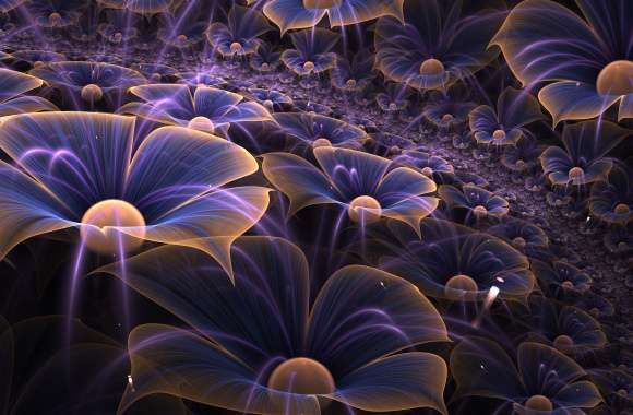 Purple Fractal Artistic Flower