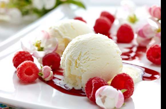 Raspberry Dessert Food Ice Cream