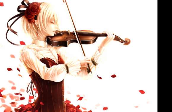 Red Flower Violinist A Captivating