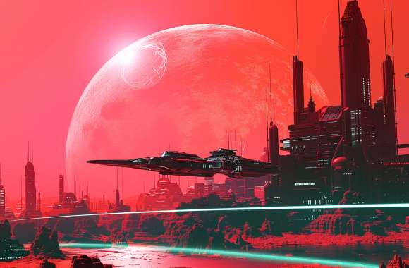 Red Sci-Fi Cityscape