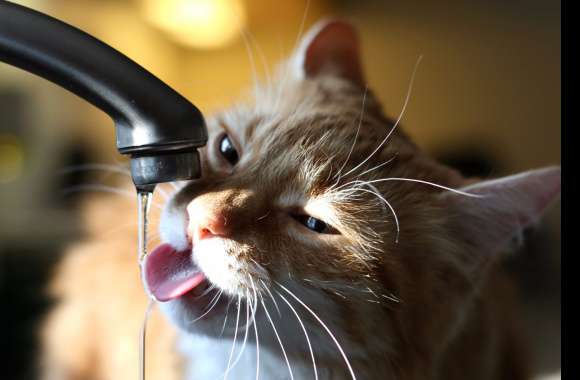 Refreshing Moments of a Cat Enjoying Water