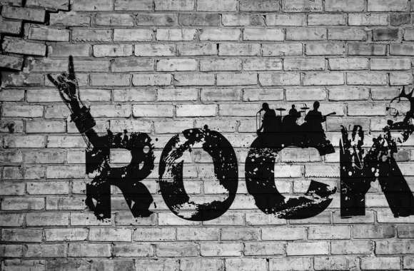 Rock Music Edgy Vibes on Brick Background