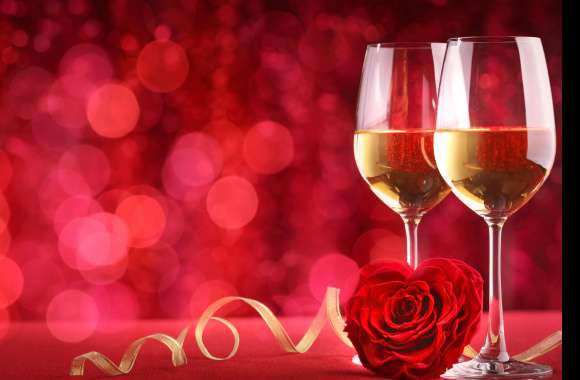 Romantic Champagne & Red Rose -