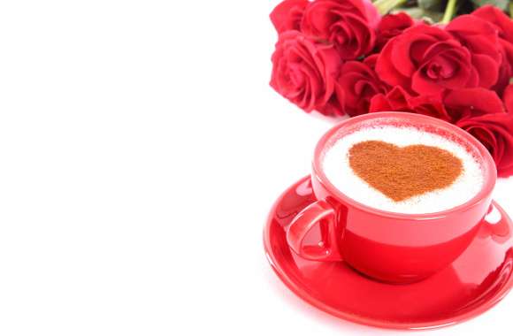 Romantic Coffee and Red Rose wallpapers hd quality