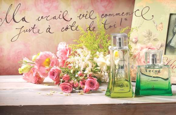 Romantic Parisian Still Life of Perfume and Flowers wallpapers hd quality