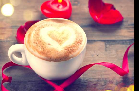 Romantic Ribbon Still Life Heart-shaped Cup Food Coffee