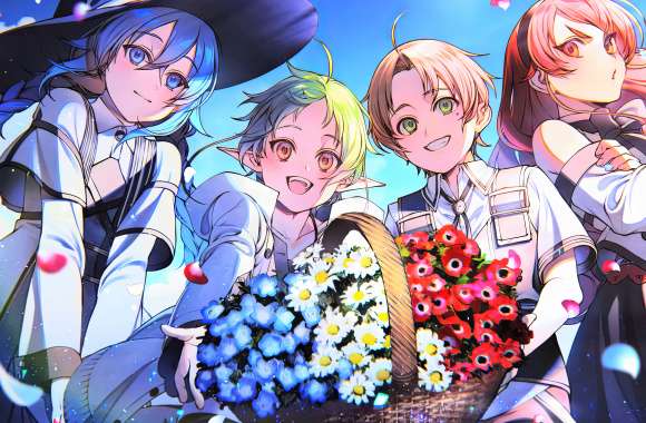 Rudeus Greyrat Eris Boreas Greyrat Sylphiette (Mushoku Tensei Jobless Reincarnation) Roxy Migurdia Anime Mushoku Tensei Jobless Reincarnation 8k Ultra