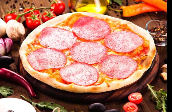 Salami Still Life Food Pizza wallpapers hd quality