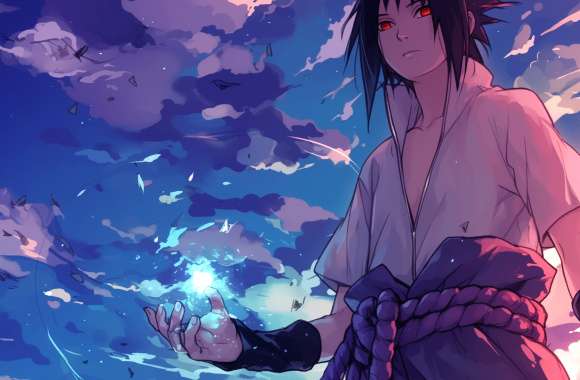 Sasuke Uchiha with Sharingan and Chidori - HD Anime Wallpaper