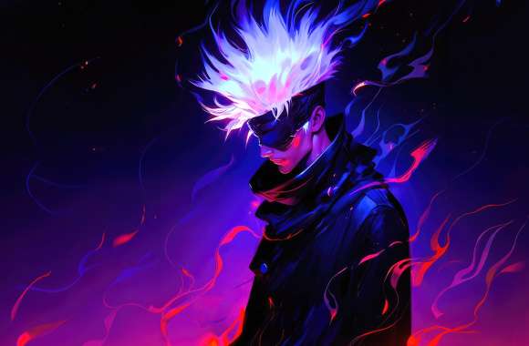 Satoru Gojo in Flames - Jujutsu Kaisen HD Anime Wallpaper