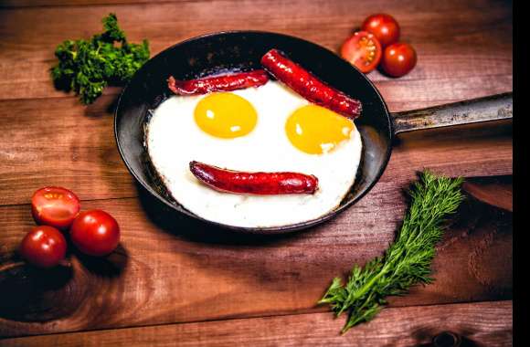 Sausage Face Egg Tomato Food Still Life