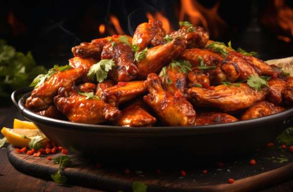 Savory Chicken Wings HD Desktop Wallpaper