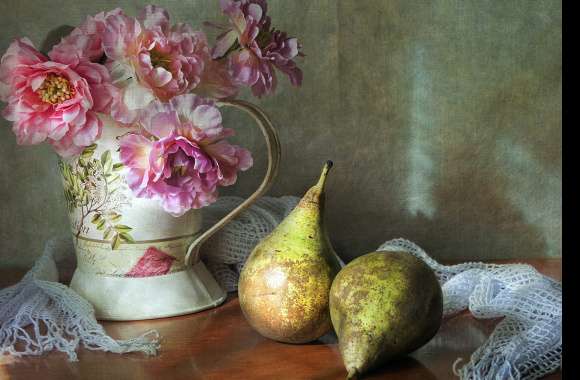 Scarf Pitcher Pear Flower Photography Still Life