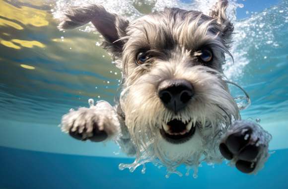 Schnauzer Dog Underwater Wallpaper wallpapers hd quality