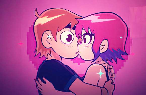 Scott Pilgrim and Ramona Flowers Kiss -