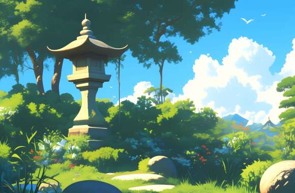 Serene Anime Landscape Nature Unleashed