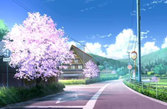 Serene Anime Road to Spring - wallpapers hd quality