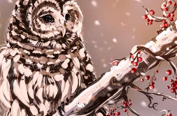 Serene Owl in Winter -