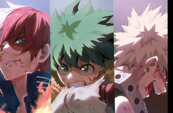 Shoto Todoroki Izuku Midoriya Katsuki Bakugou Anime My Hero Academia wallpapers hd quality