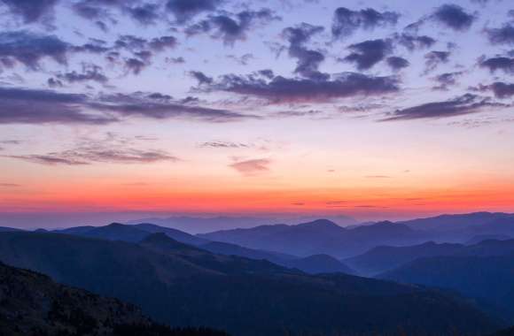 Silhouette Mountains Sunset