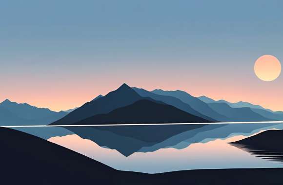 Simple Minimalist Sunrise Lake Mountain Nature Landscape 8k Ultra