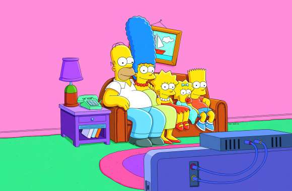 Simpsons Family - Cartoon Living Room Scene