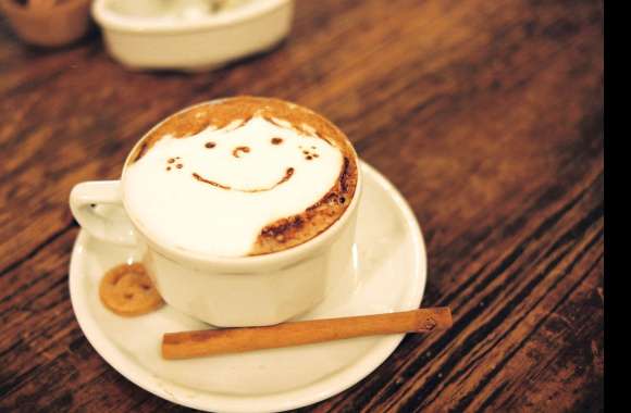 Smiling Cappuccino Art HD Desktop Wallpaper