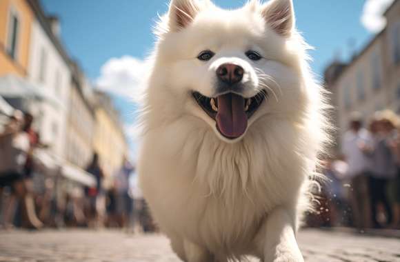 Smiling Samoyed - City Stroll Background