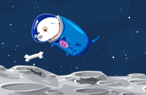 Space Suit Space Moon Bones Dog Animal Artistic Wallpaper