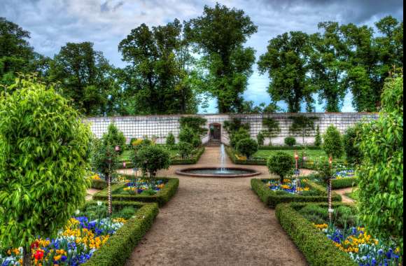 Spring Garden Fountain in Germany - wallpapers hd quality