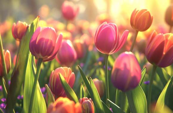 Spring Tulip Bloom HD Desktop Wallpaper