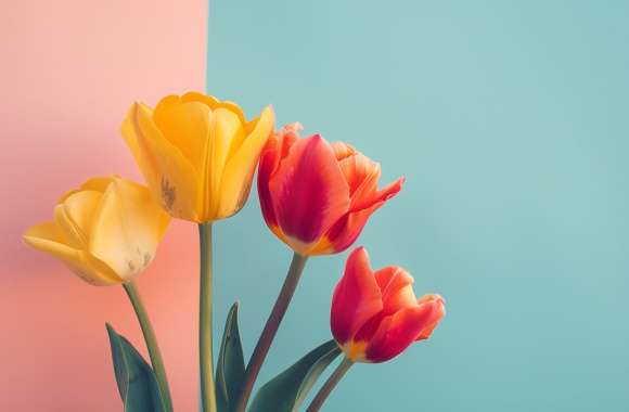 Springtime Minimalist Tulips - HD Flower Wallpaper