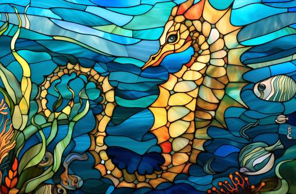 Stained Glass Seahorse Sea Life