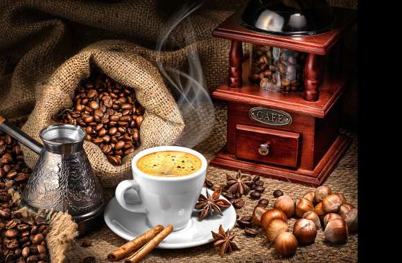 Star Anise Cinnamon Cup Coffee Beans Food Coffee 8k Ultra