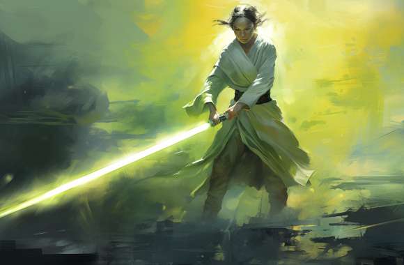 Star Wars Jedi with Lightsaber HD Desktop Wallpaper