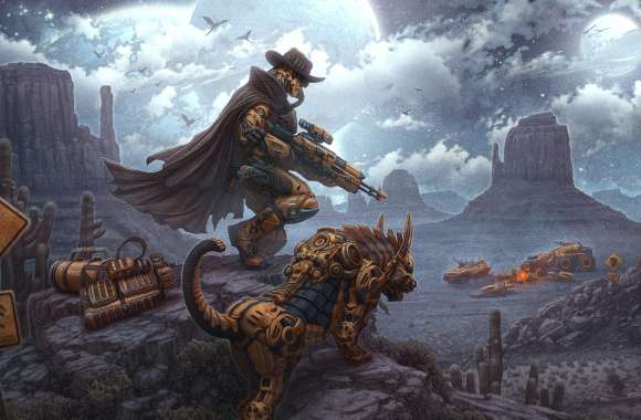 Steampunk Bounty Under Moonlight -