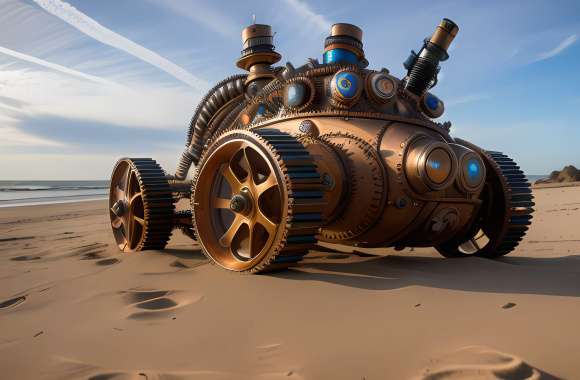 Steampunk Car on beach