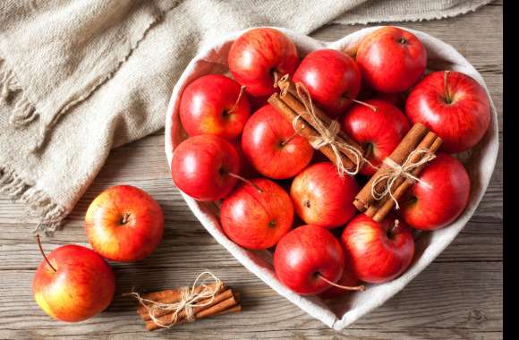 Still Life Heart-shaped Fruit Cinnamon Food Apple