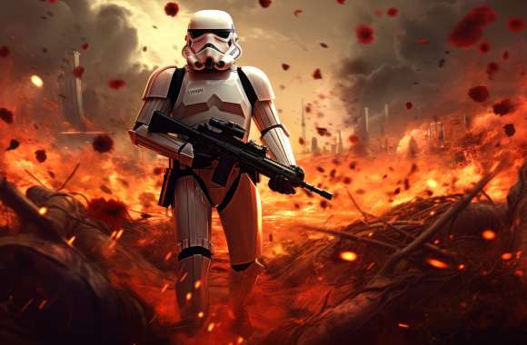 Stormtrooper In War With Explosions Wallpaper wallpapers hd quality