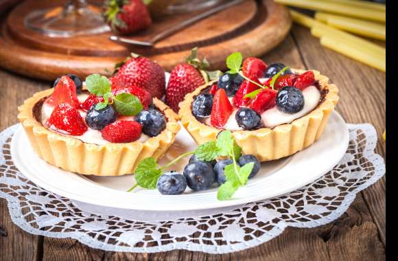 Strawberry Blueberry Berry Fruit Pastry Food Dessert