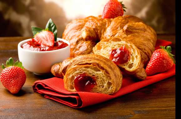 Strawberry Jam Breakfast Food Croissant