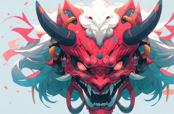 Stunning HD Oni Mask Wallpaper for Desktop Background