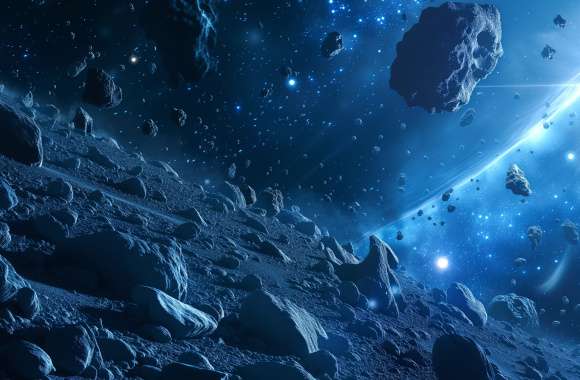 Stunning HD Sci-Fi Asteroid Belt Wallpaper