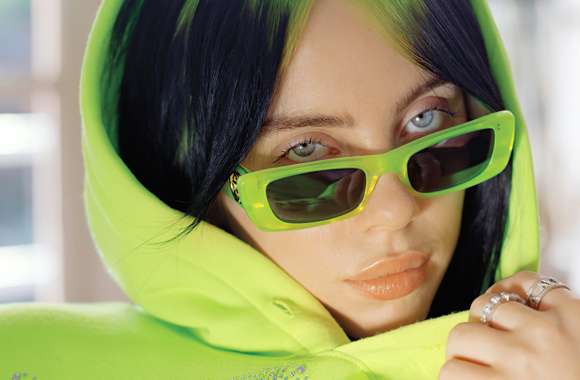 Stylish Neon Green Hoodie Featuring Trendy Sunglasses