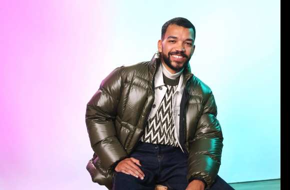 Stylish TV Show Inspired Featuring Actor in Colorful Backdrop